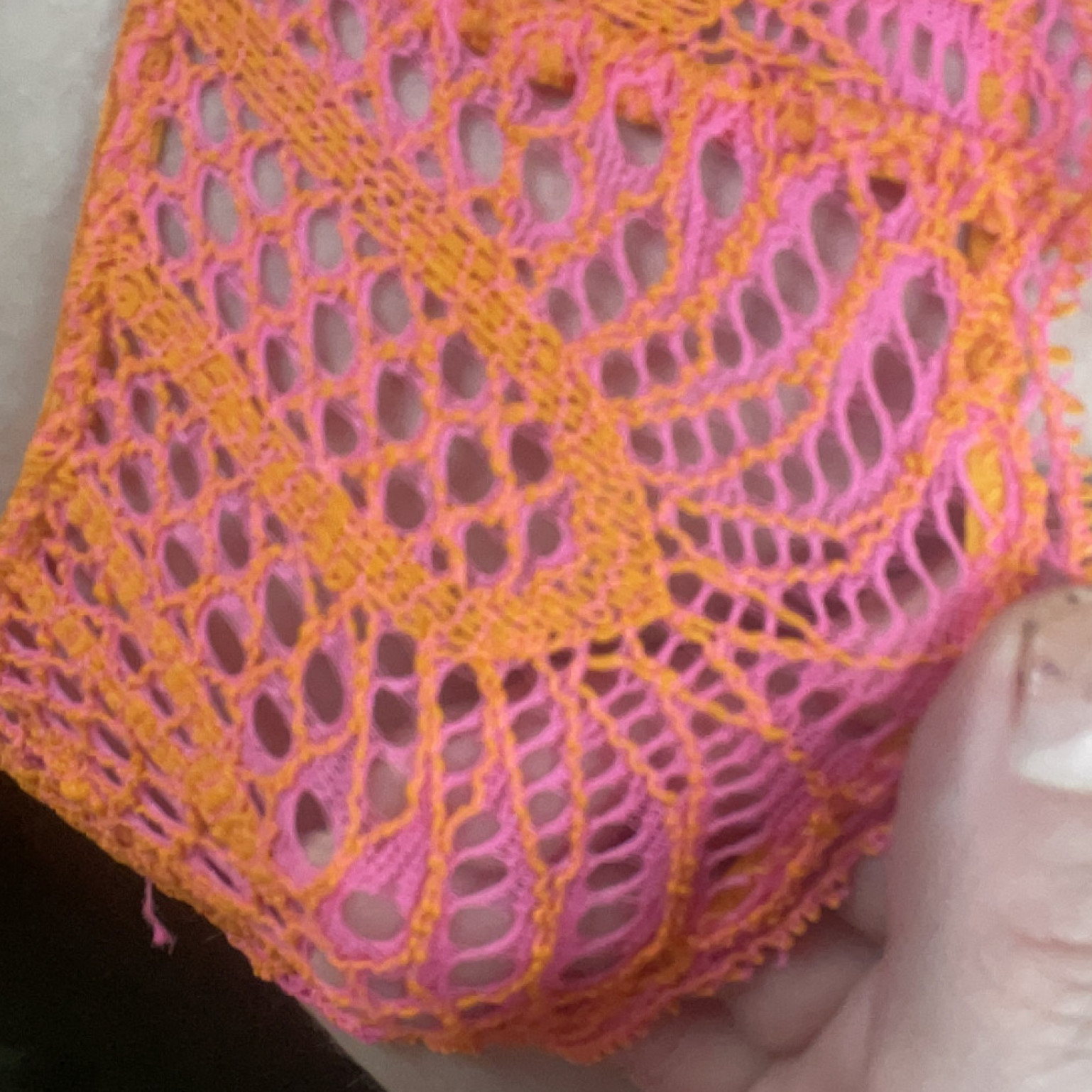 Neon Orange and Pink Crochet Thong