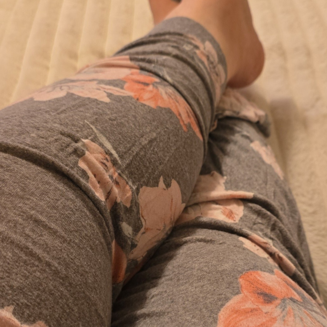 Gray with pink flower pjs pants