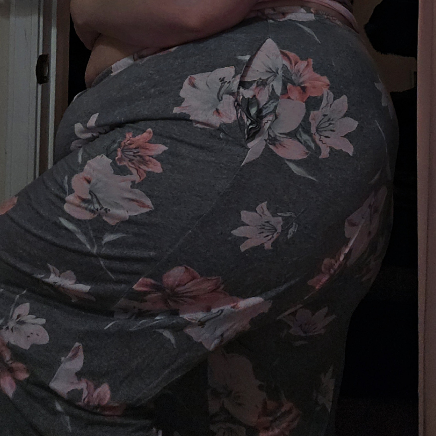 Gray with pink flower pjs pants