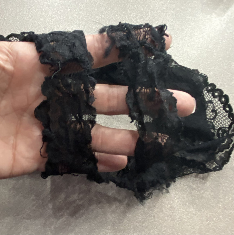 Worn Black Lace Crotchless Panties