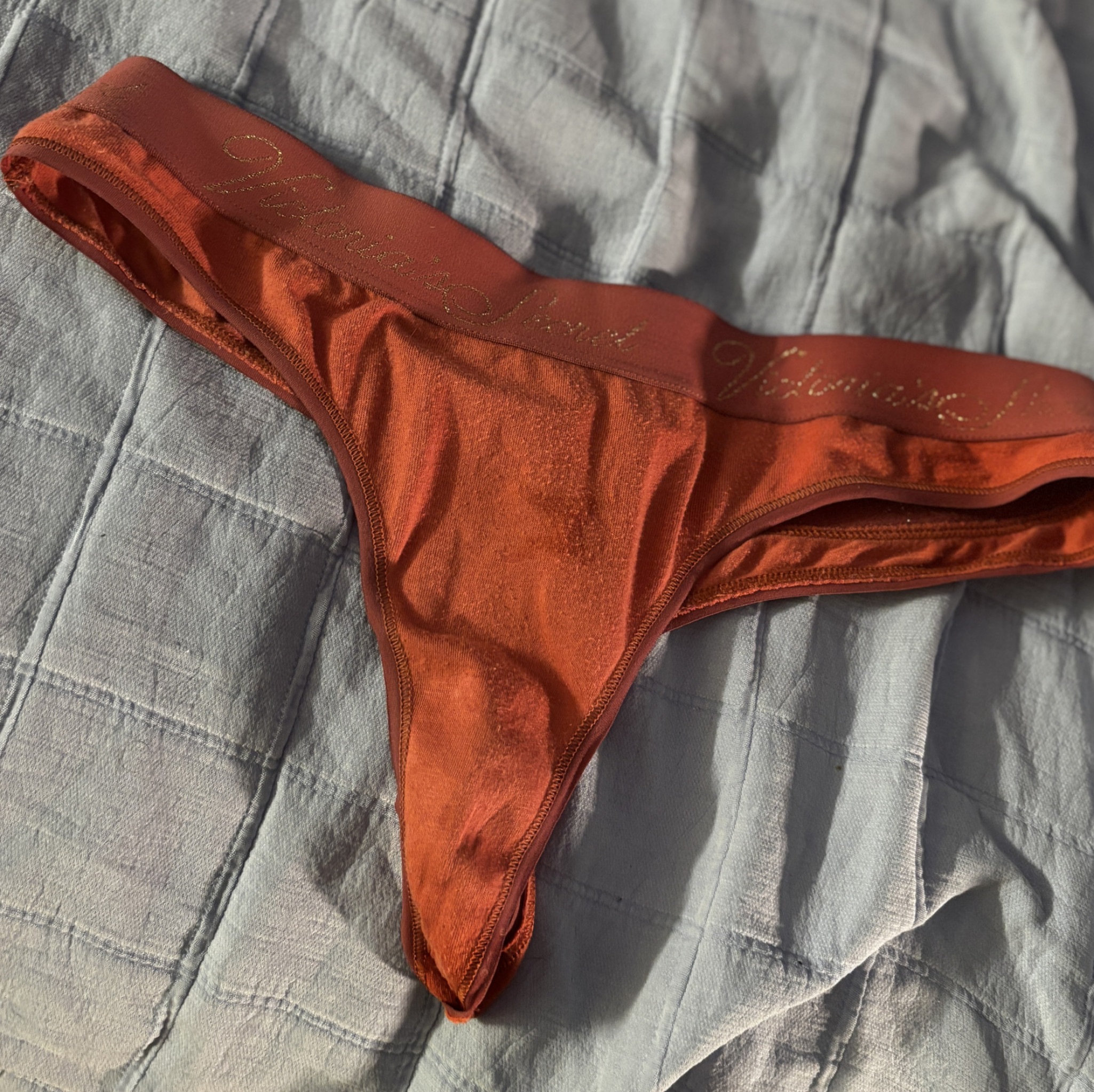 8min masturbating video Peach Cotton Thong Panty Package