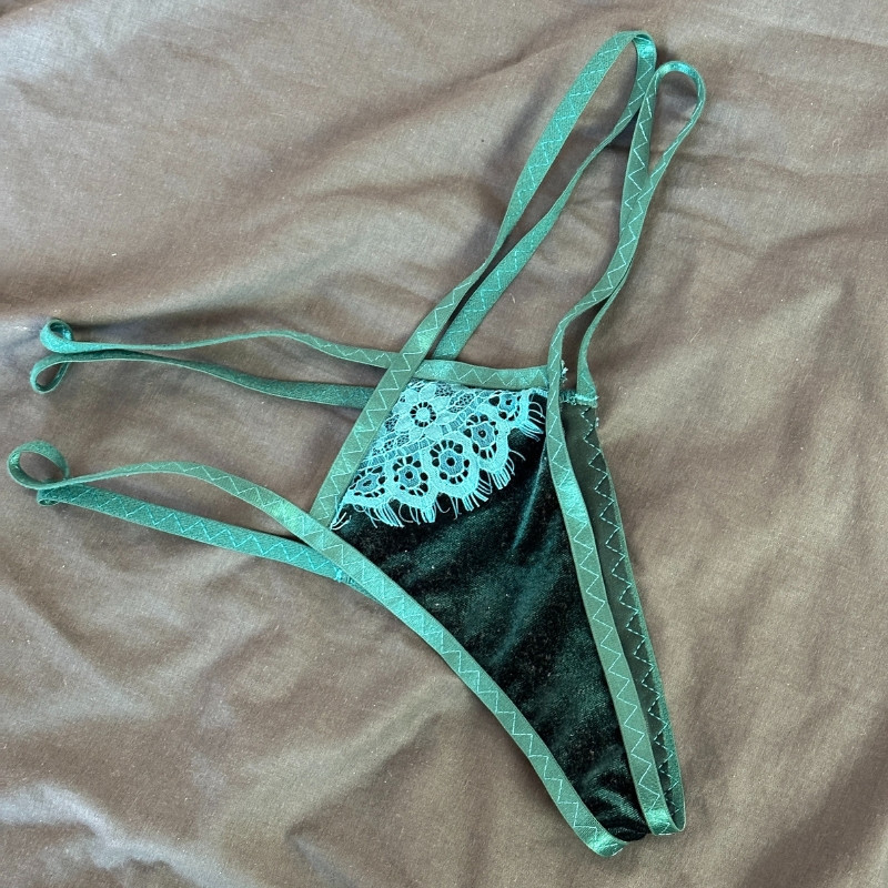 Emerald Suede Thong Panties