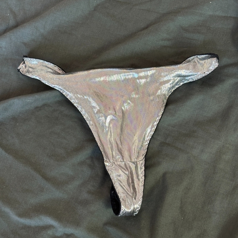 Silver Festive Thong Panties