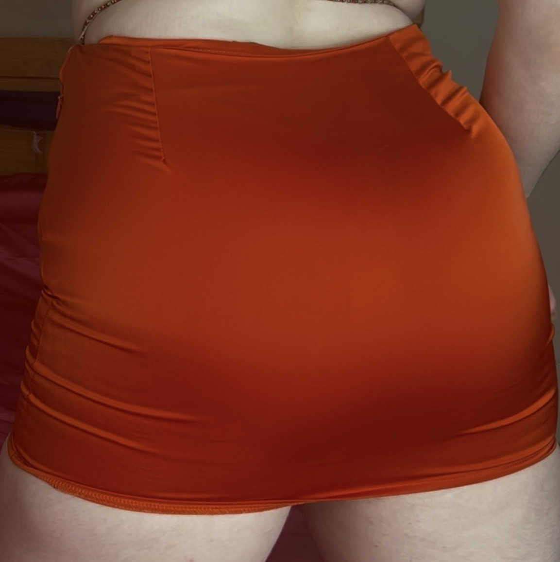 POSTAL:Satin Orange Miniskirt