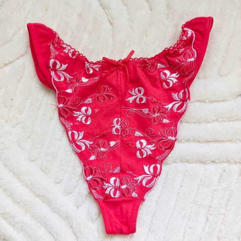 Worn Red Bow Thong