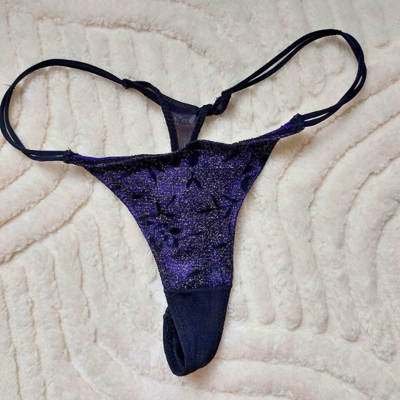 Worn Sparkly Deep Purple Thong