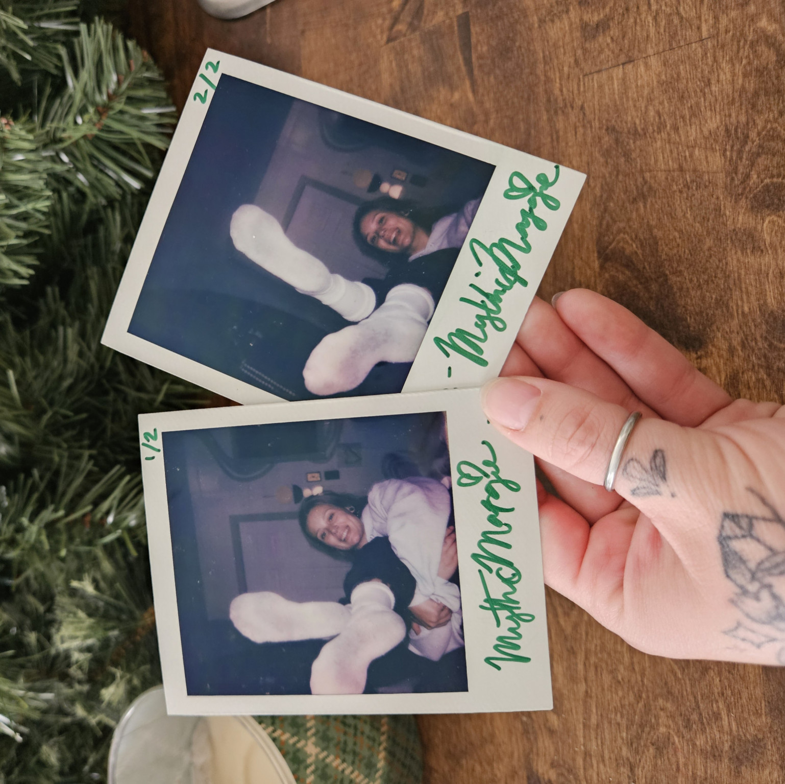 Set of 2 Polaroids Maggie in White Socks