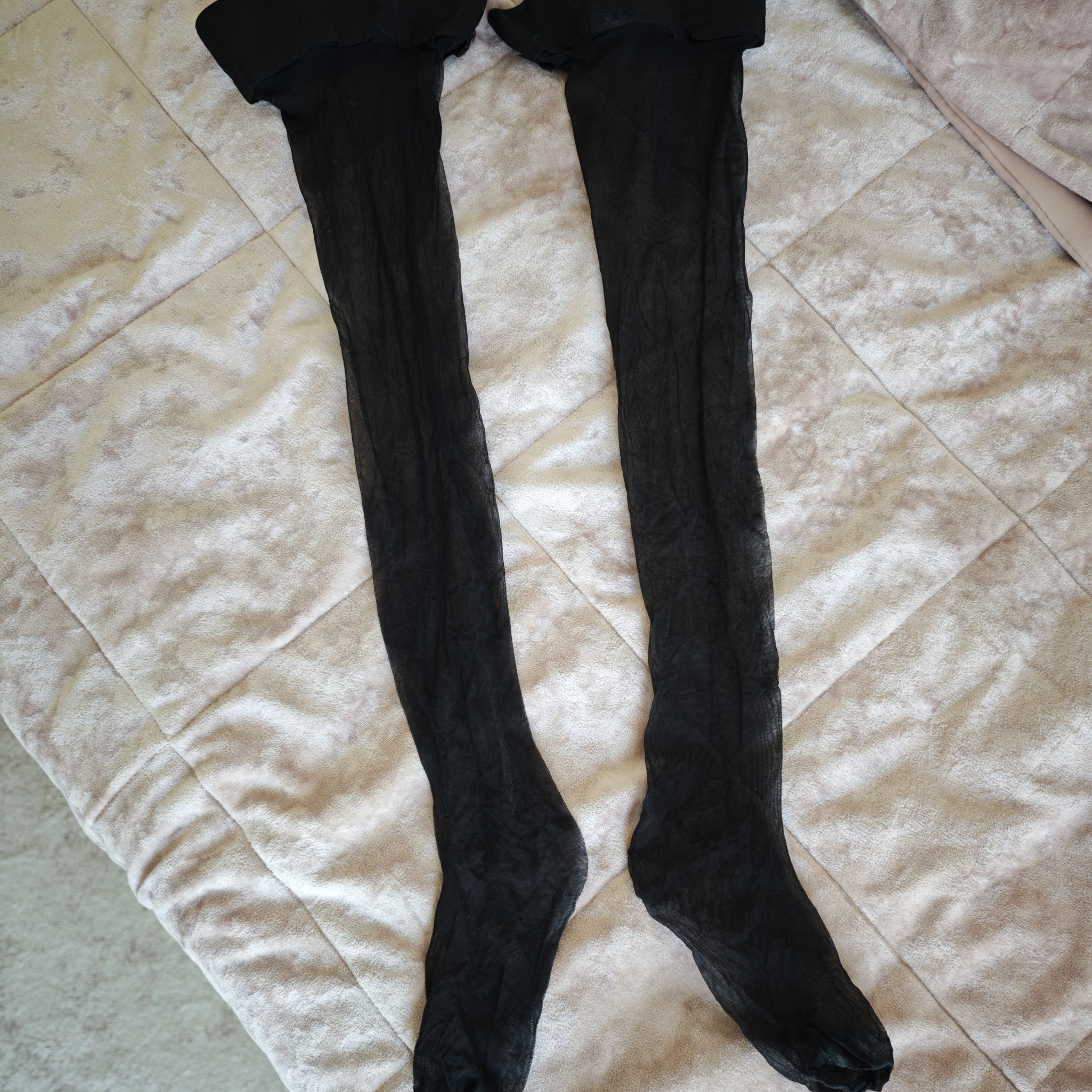 My nylon 8 denier black stockings