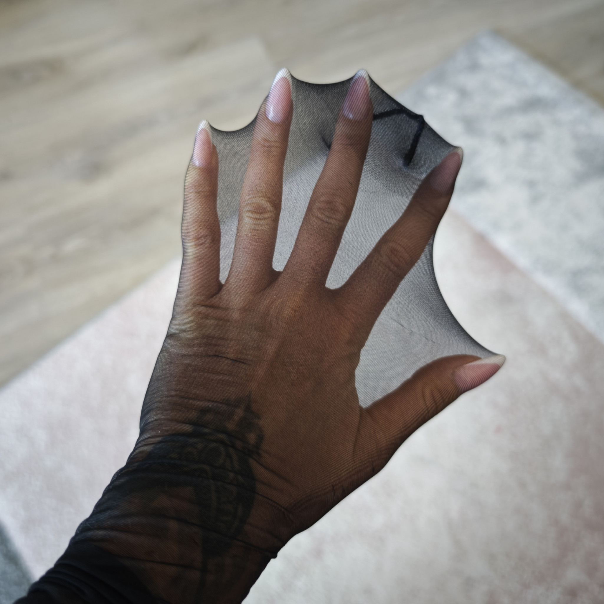 My nylon 8 denier black stockings