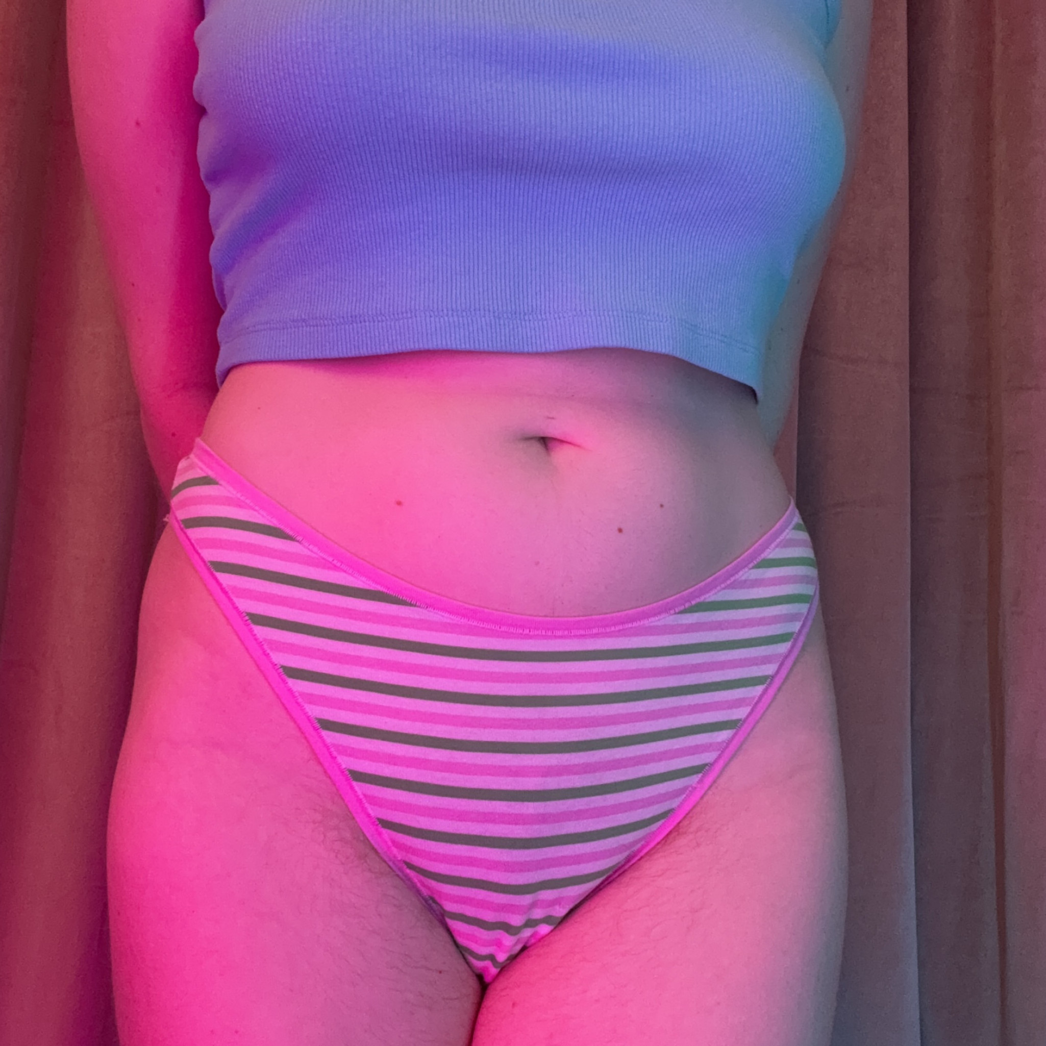 Pink Green and White Striped VS Thong