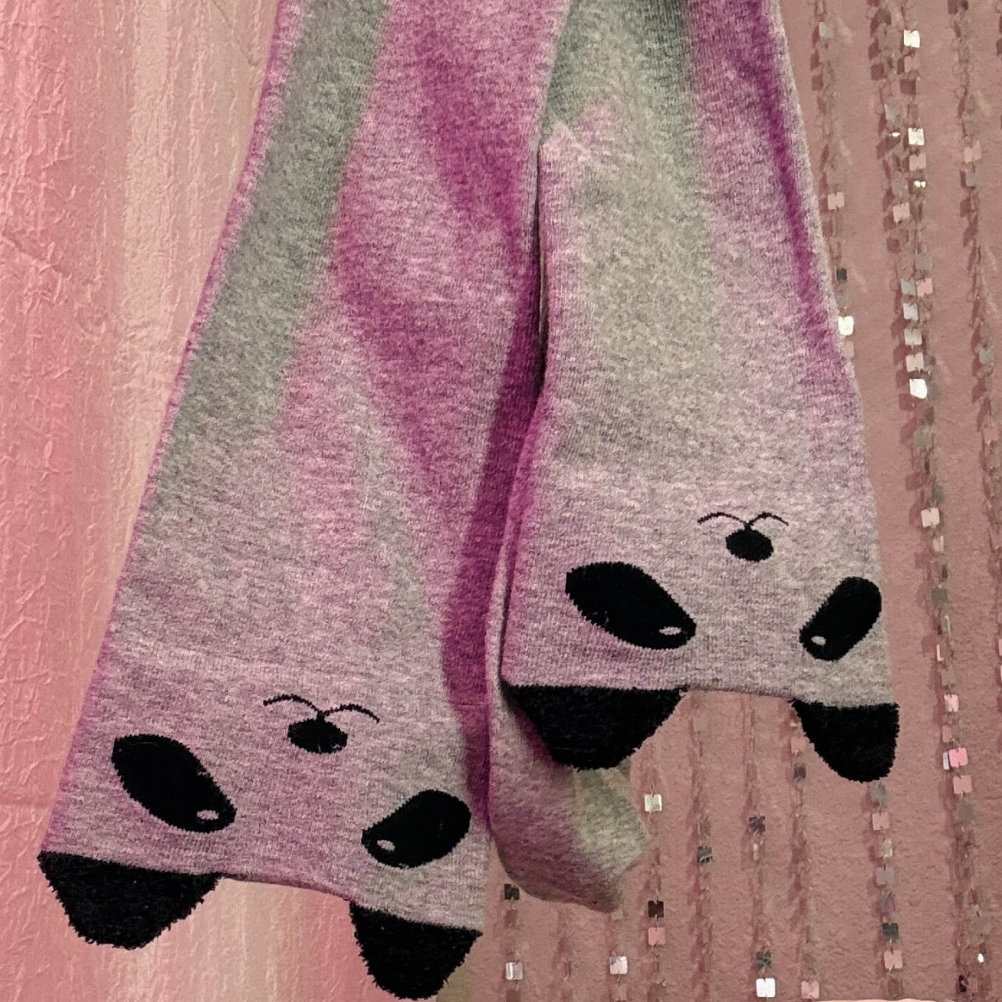 Gray Panda Knee High Socks