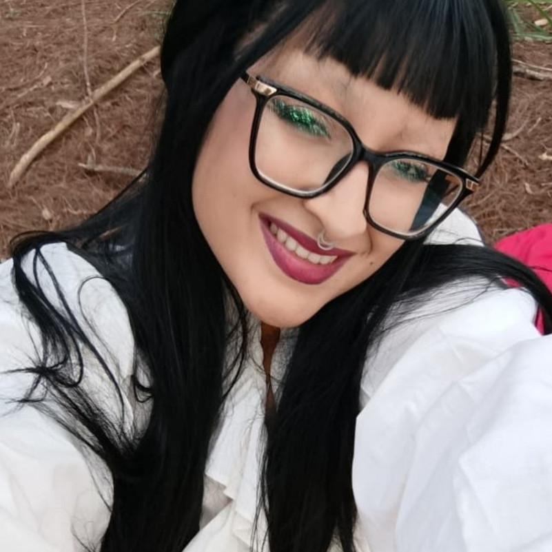 vampira playing in the magical forest 