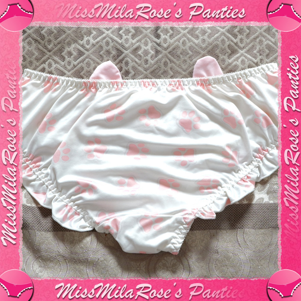 Paw Print Silky White Panty