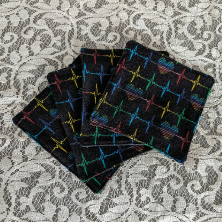 Handmade Rainbow Heart Coasters Set of 4