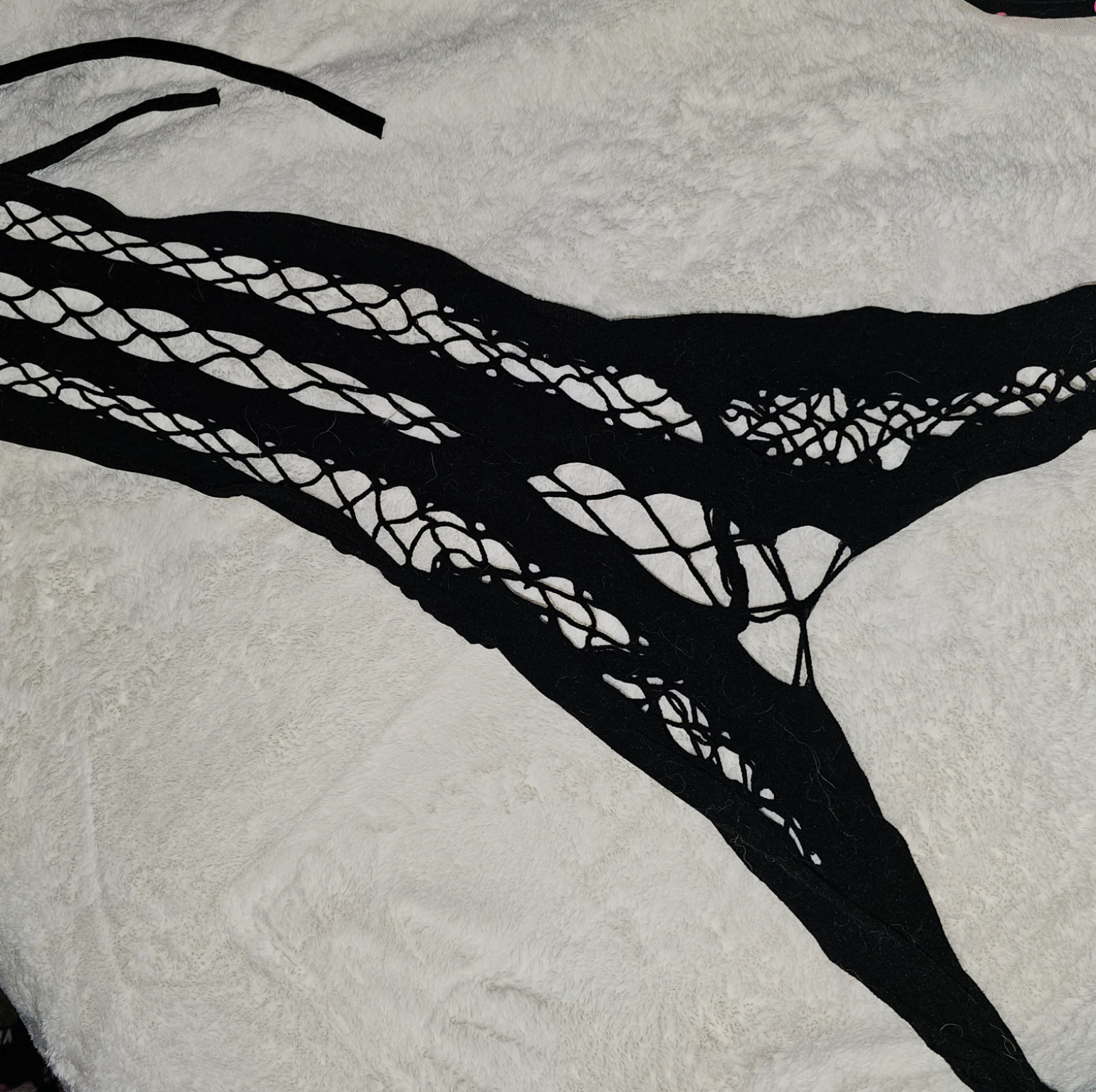 Black crotchless fishnet body stocking