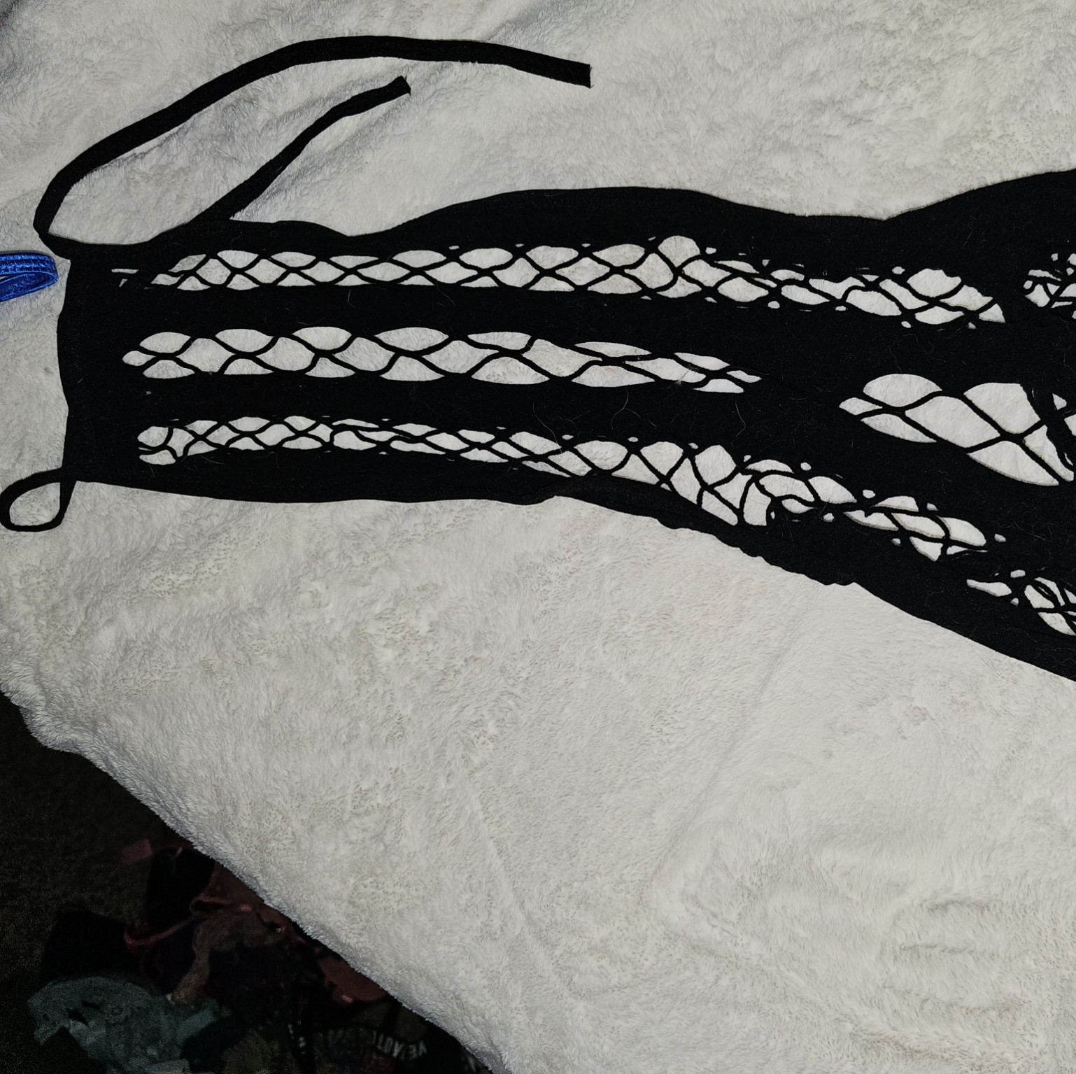 Black crotchless fishnet body stocking
