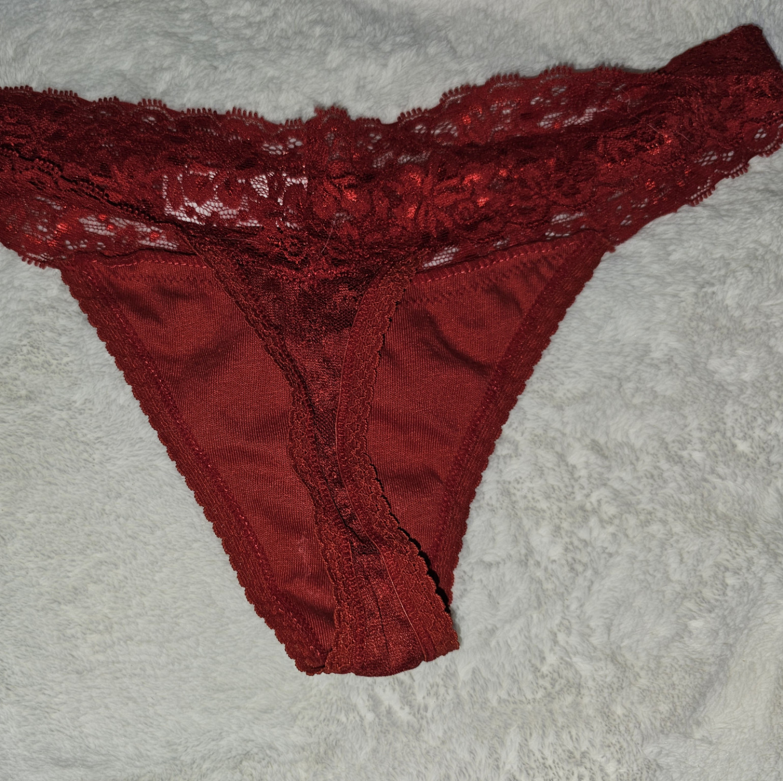 Red lace thong