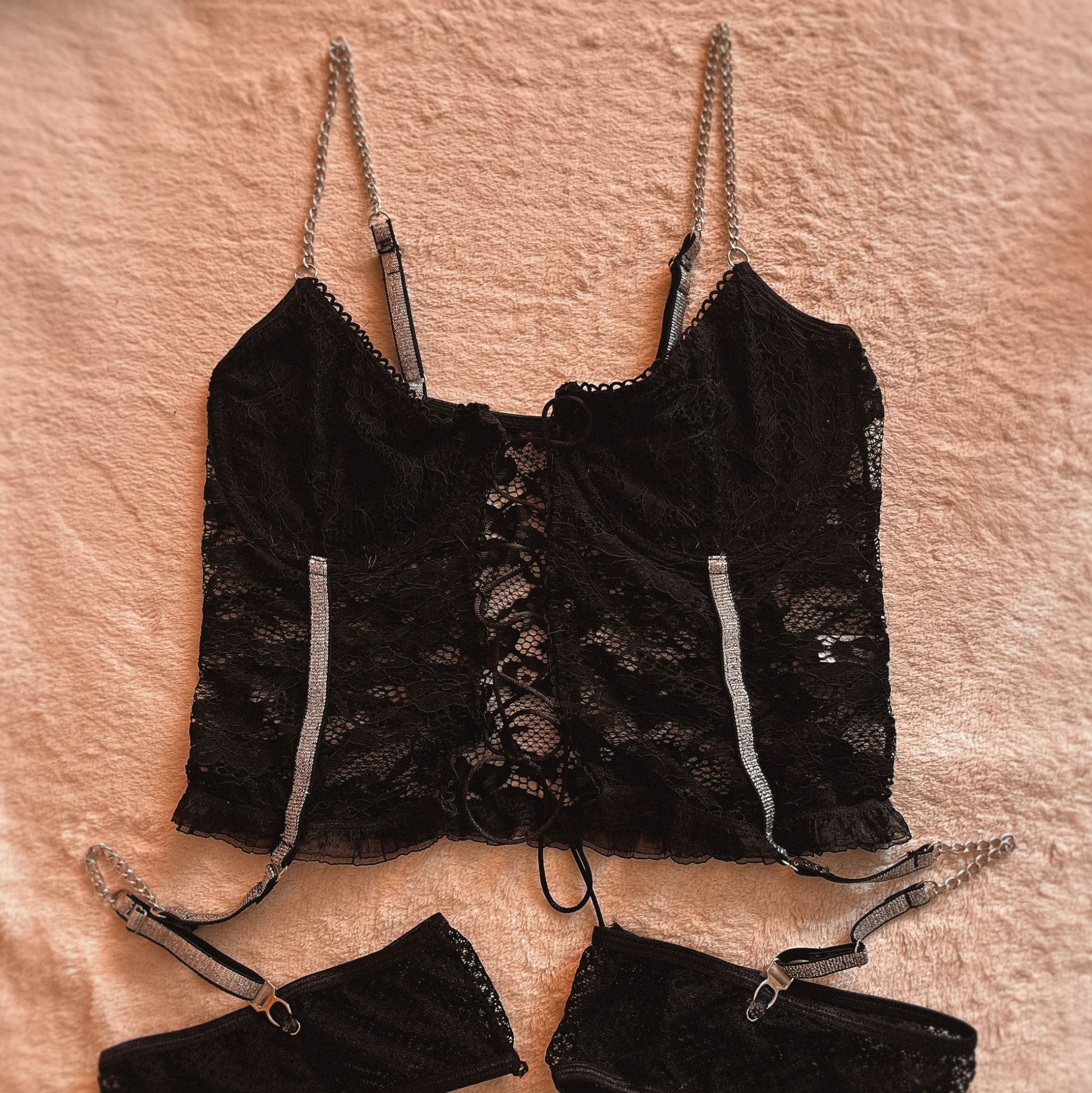 Lace corset with suspenders