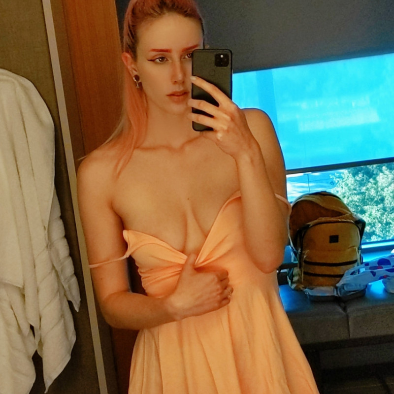 Cute peach lowcut skater dress