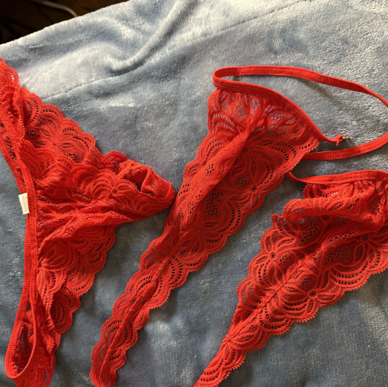Red Lace Bralette and Panty Set