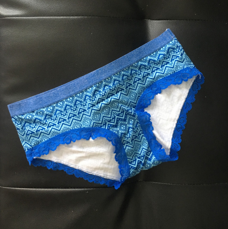 Full coverage blue aztec panties
