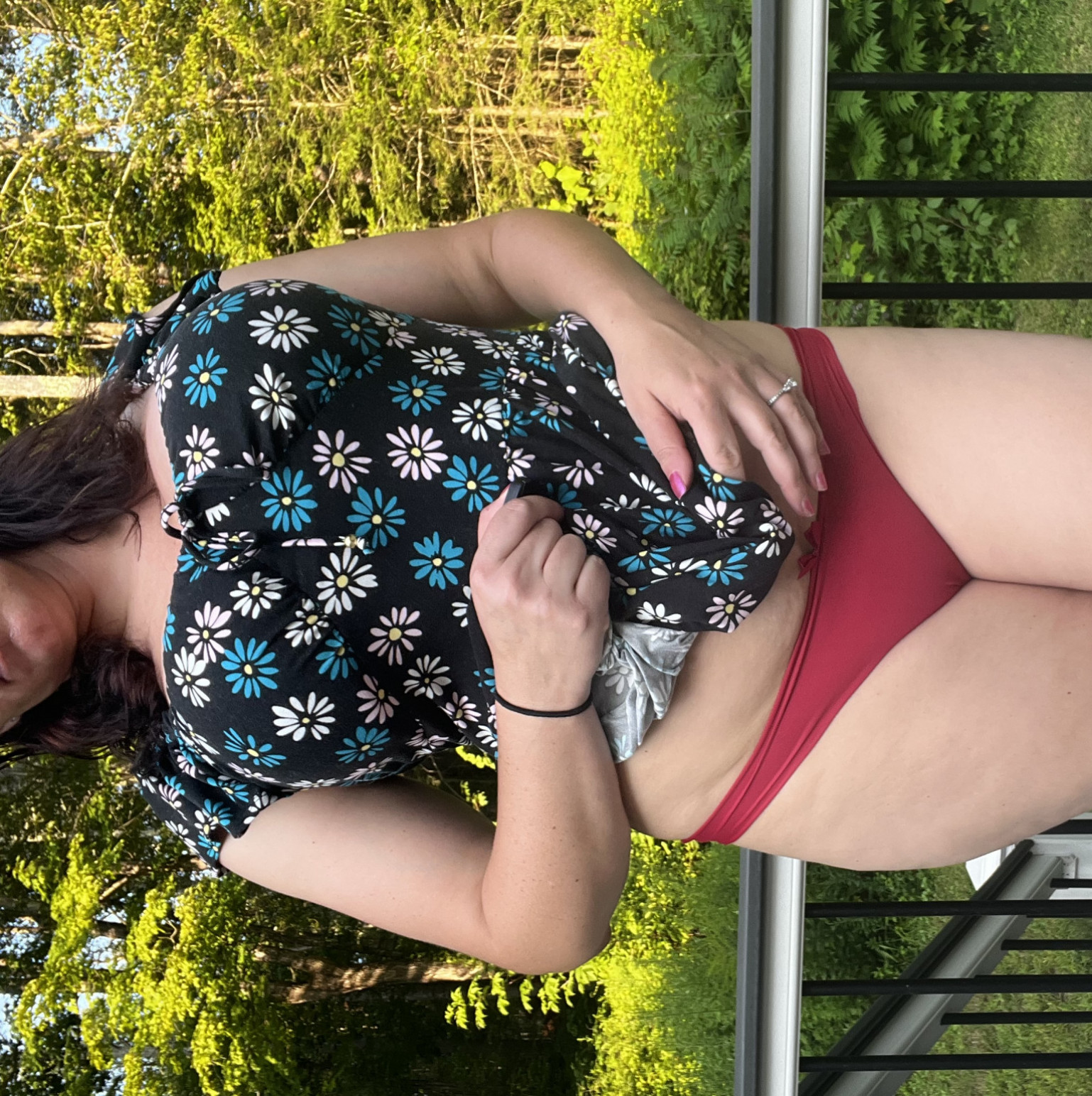 Red nylon thing panties