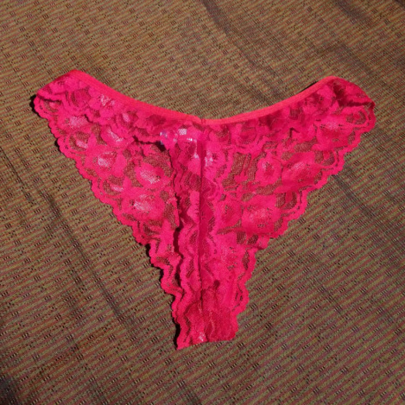 Sexy Worn Red Lace Panties