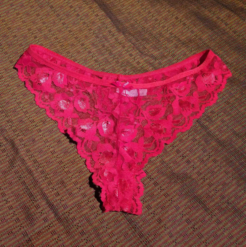Sexy Worn Red Lace Panties