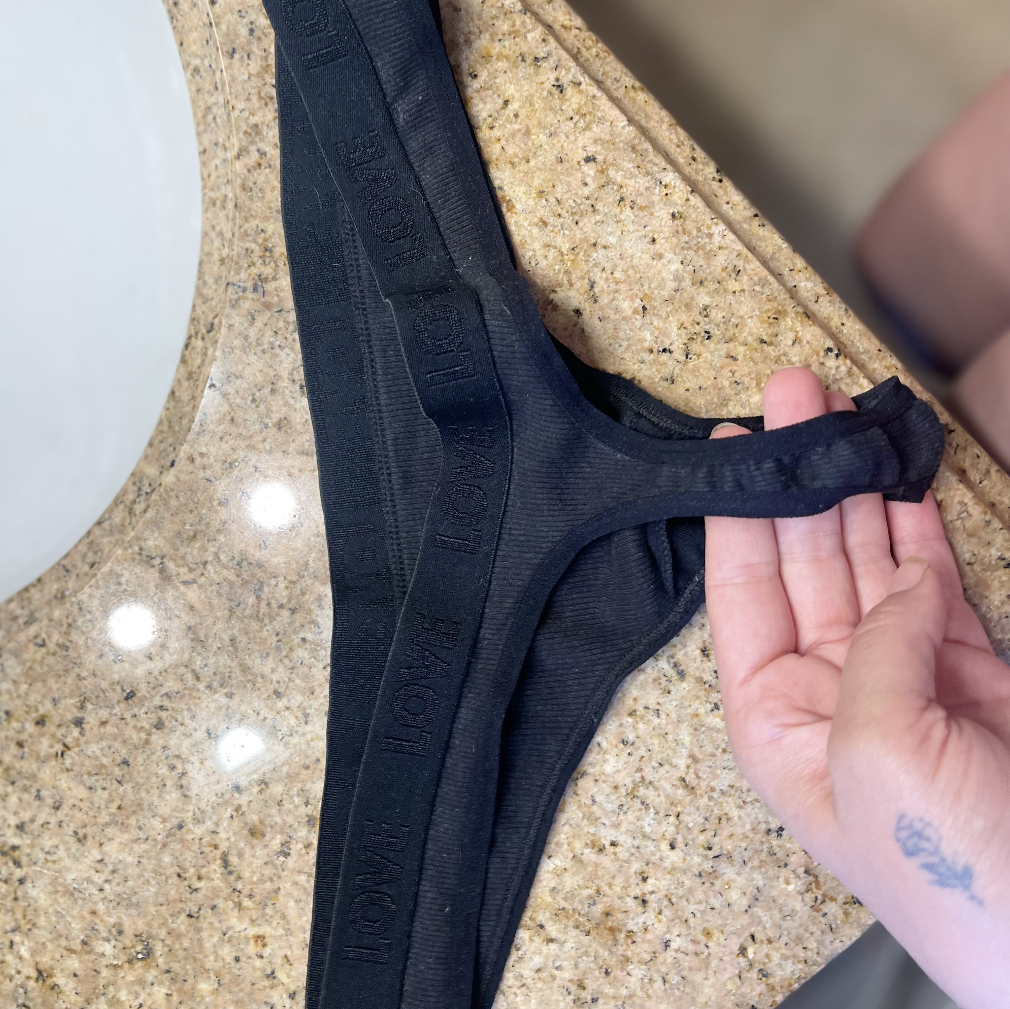 Curvy Milf Black Cotton Thong Plus 10 Minute Custom