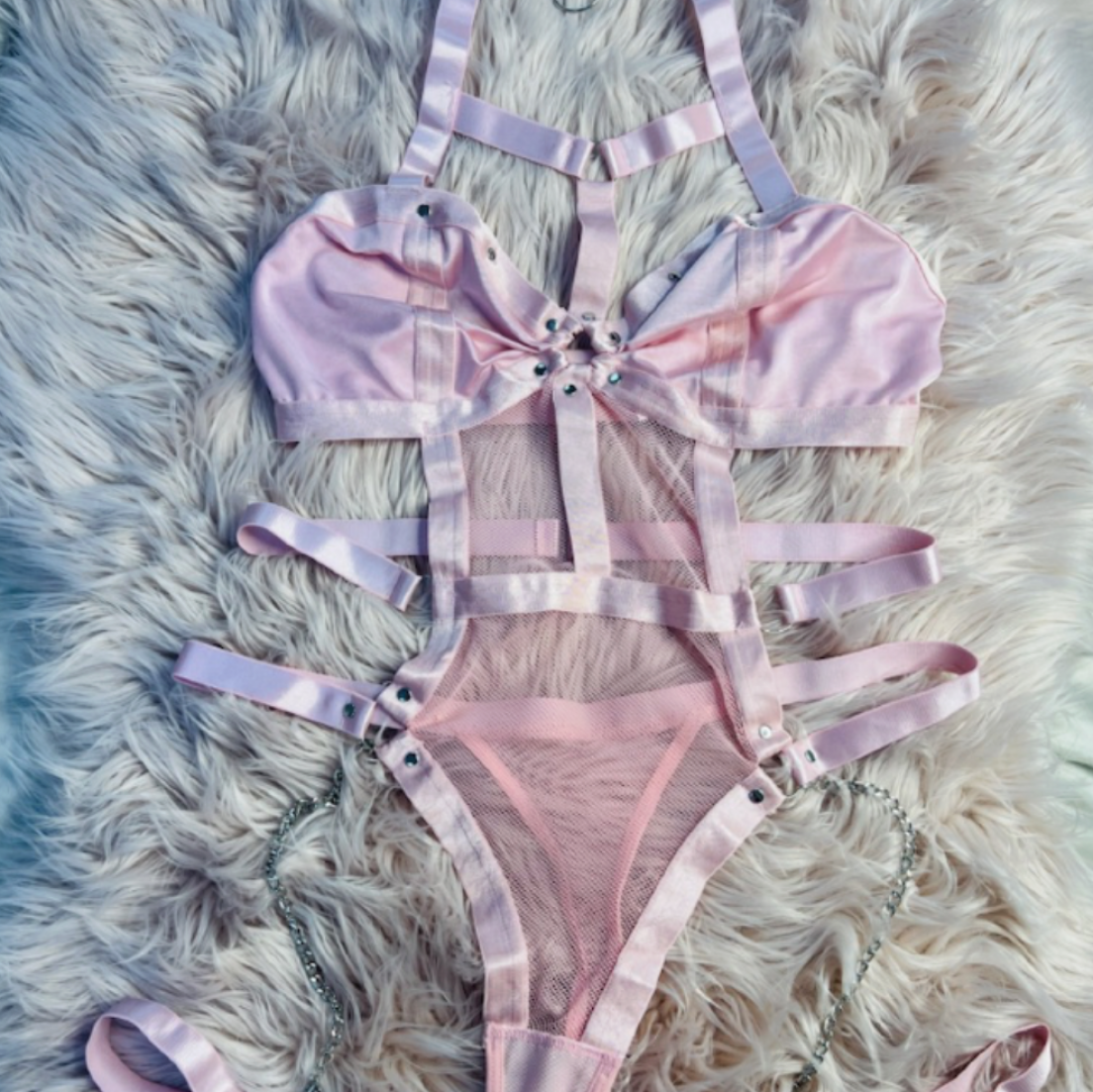 Used Light Pink Silver Chain Lingerie