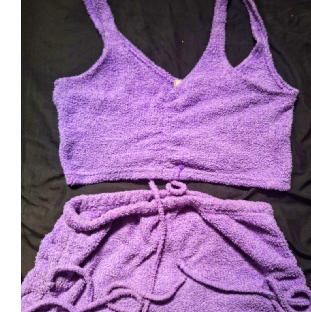 Cozy  Cute Sweat Filled Lavender Lounge Set