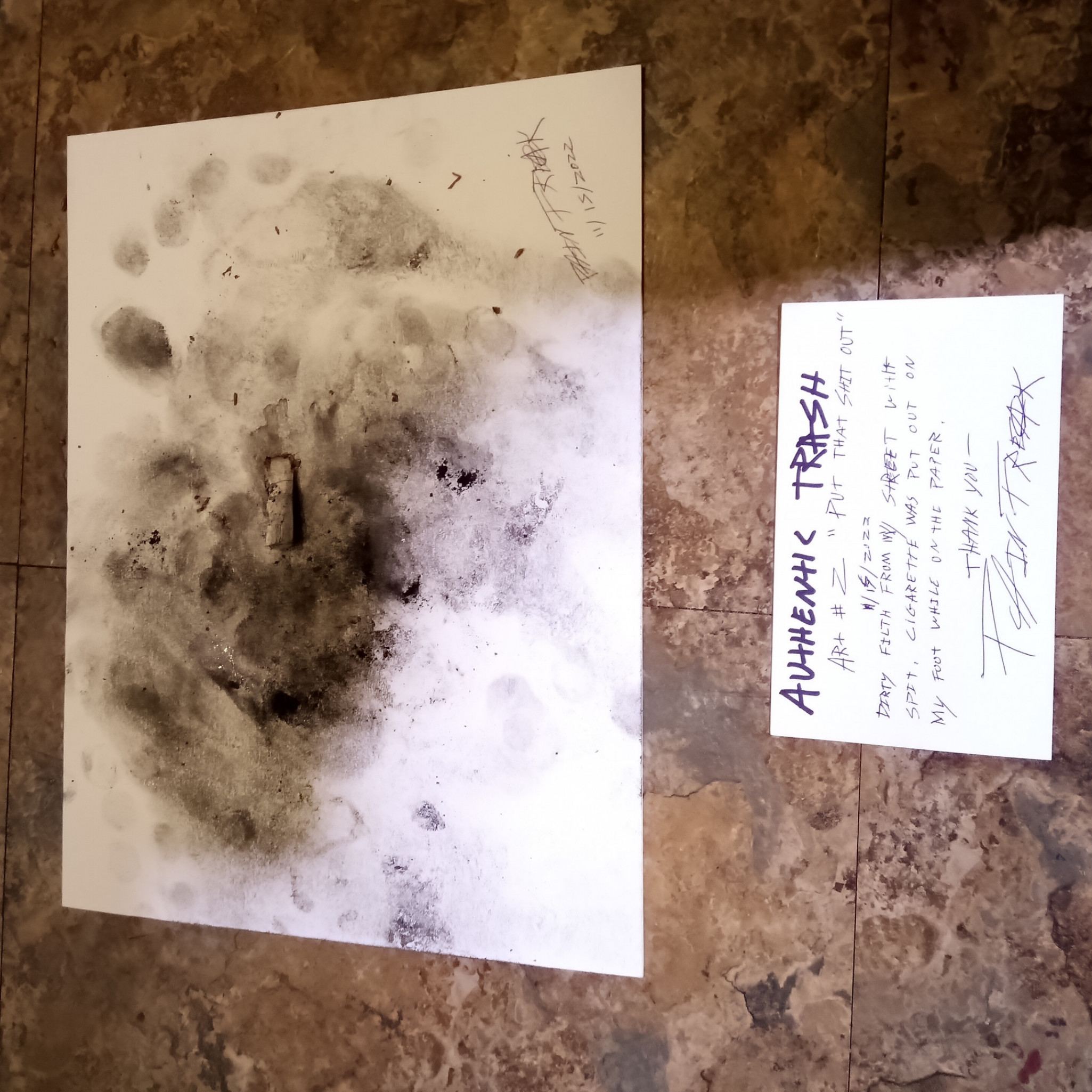 ART2: Foot filth and cigarette burn on the surface with