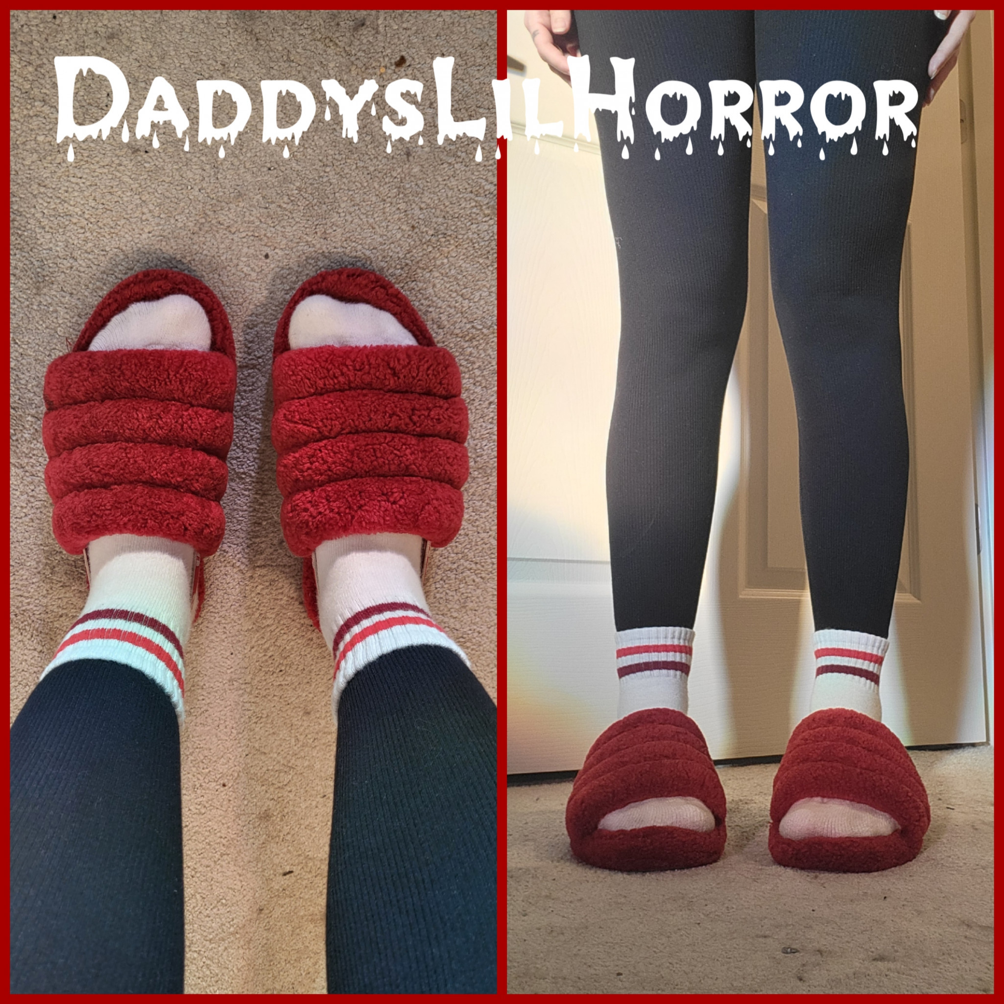 Fuzzy Red Ugg Slides