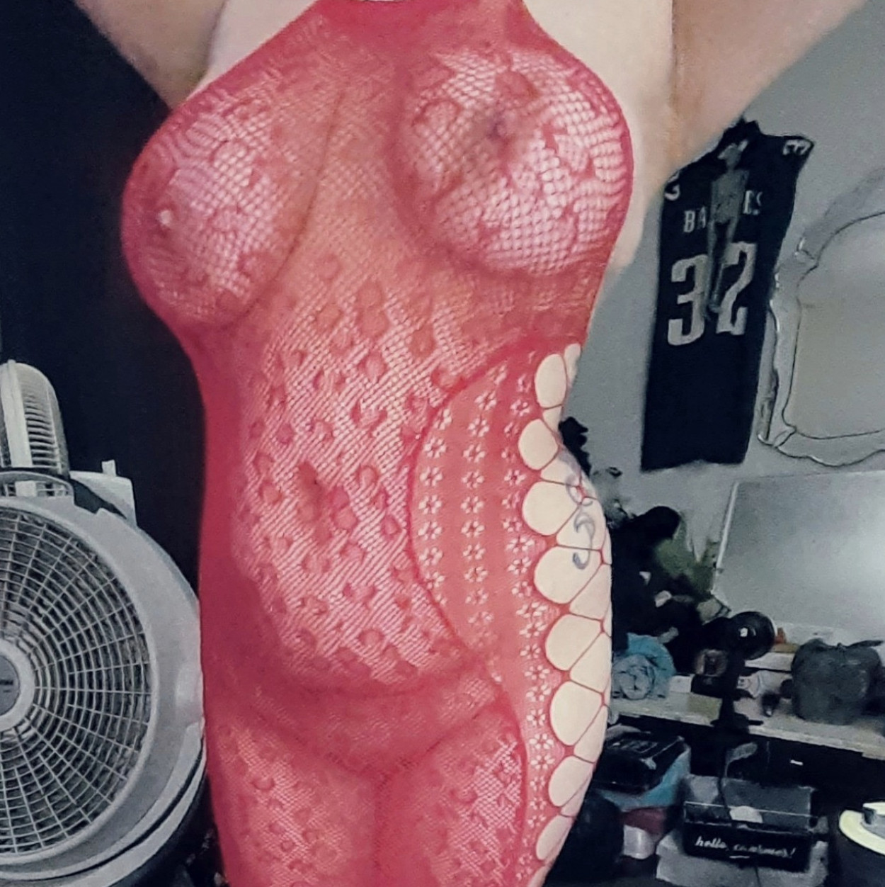 See thru red lingerie no panties