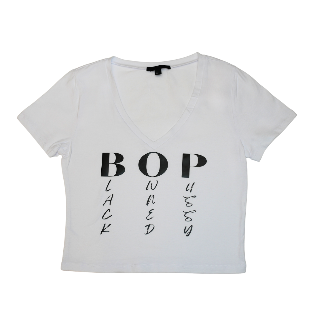 BOP Black Owned P Crop Top V Neck