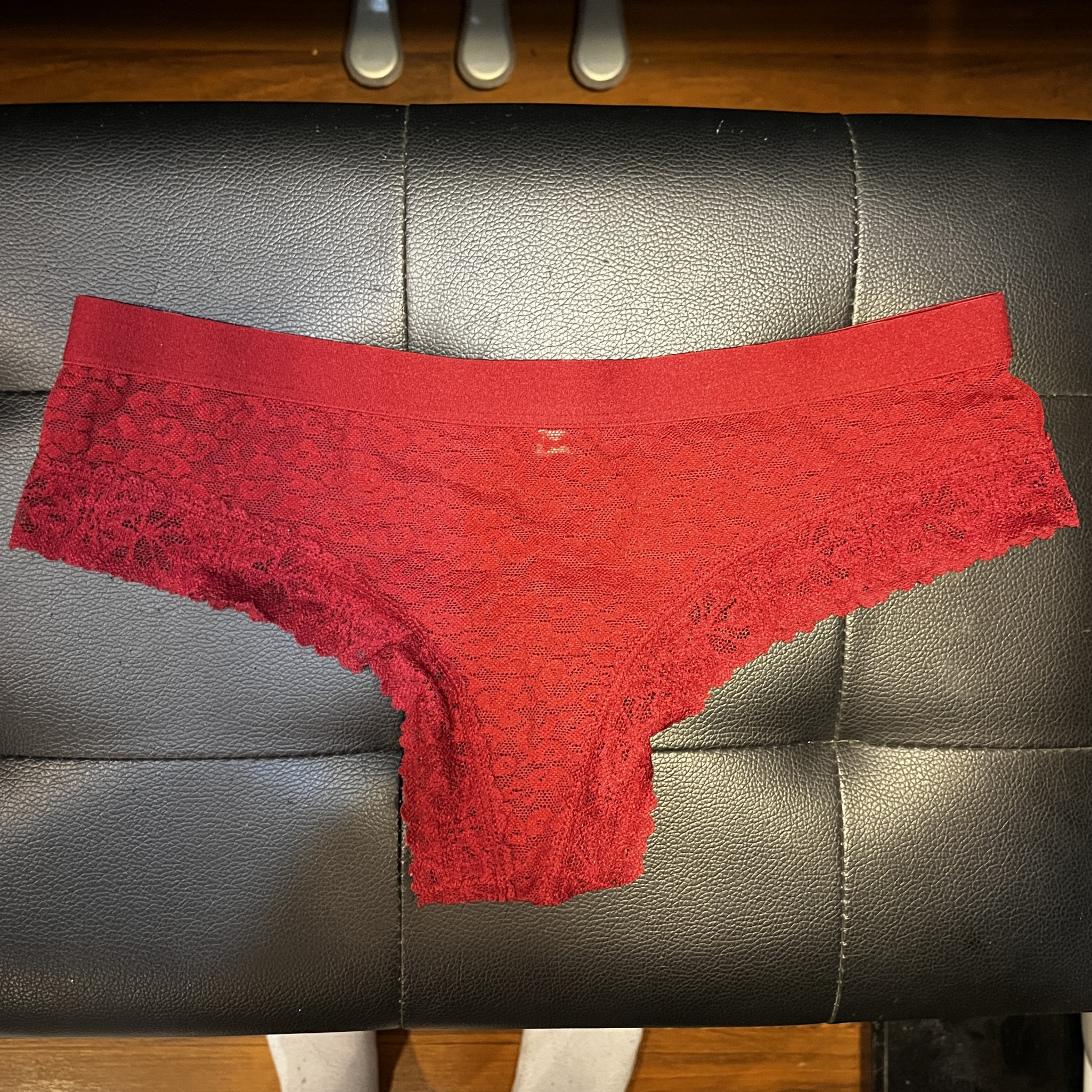 PINK Red Lace Cheeky Panties