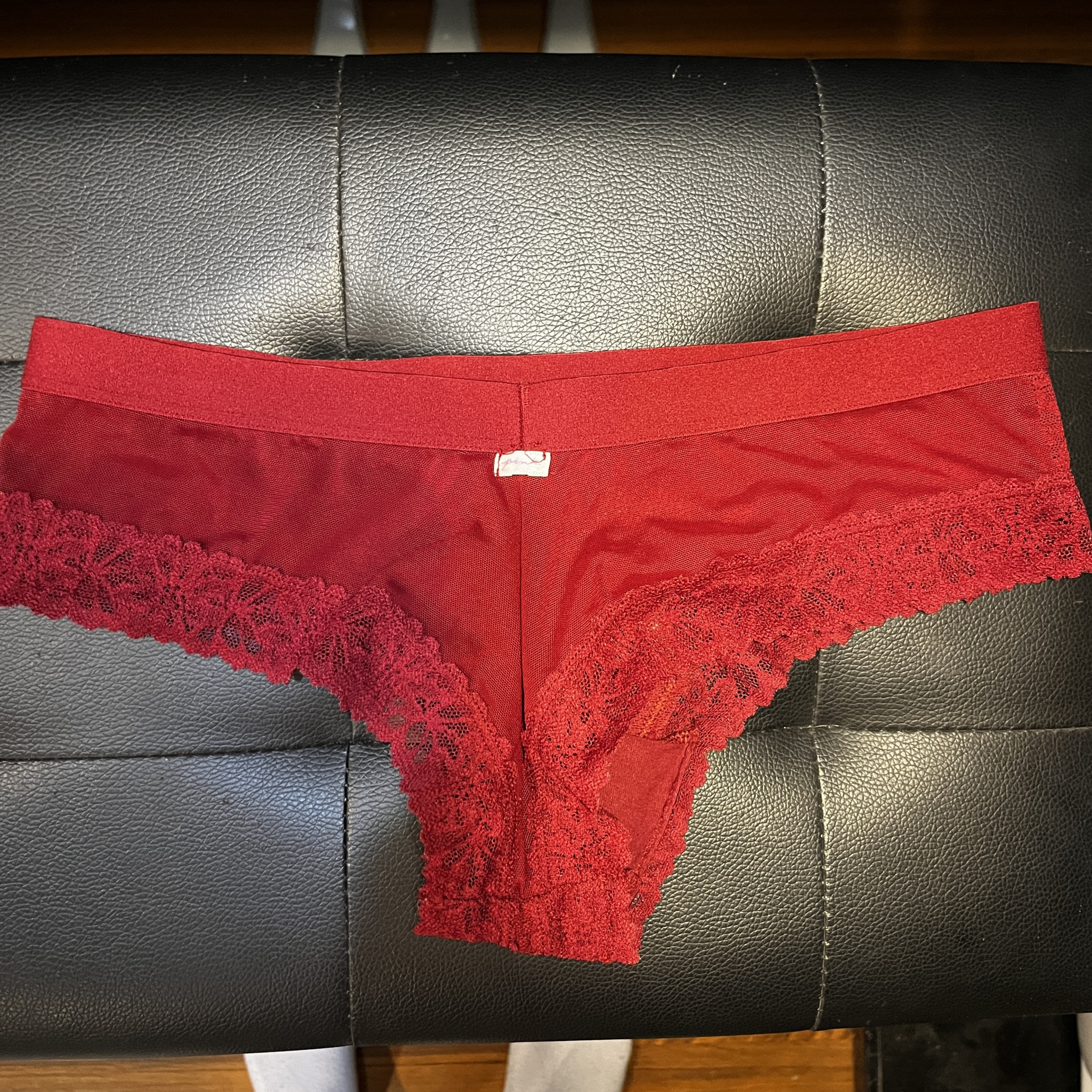 PINK Red Lace Cheeky Panties