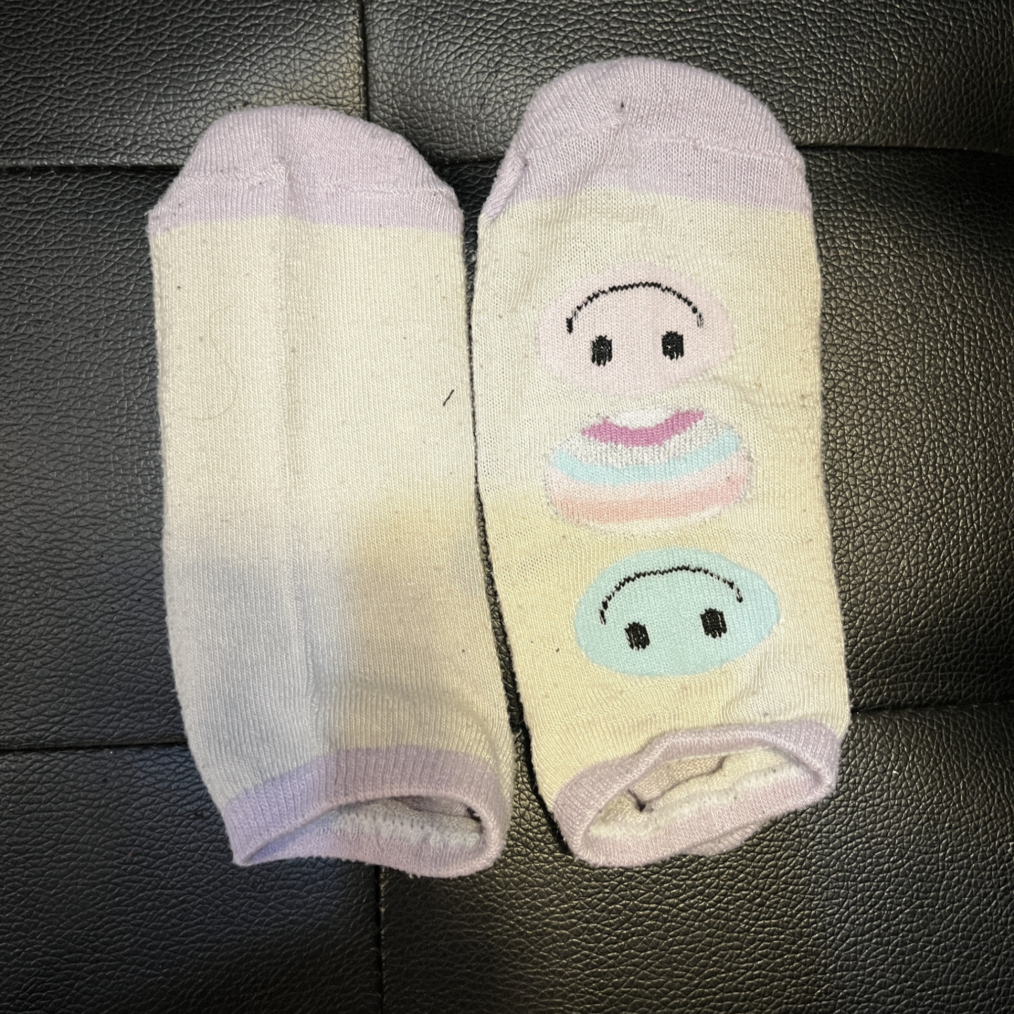 Thin Purple Smiley Socks Mismatch