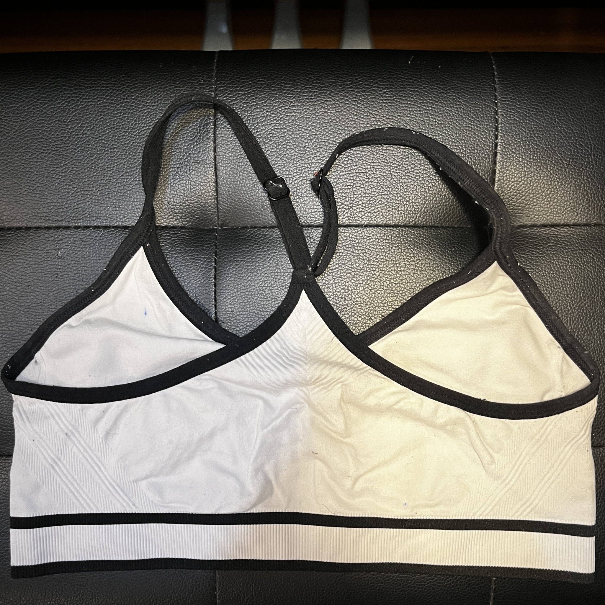 White Black Racerback Sports Bra