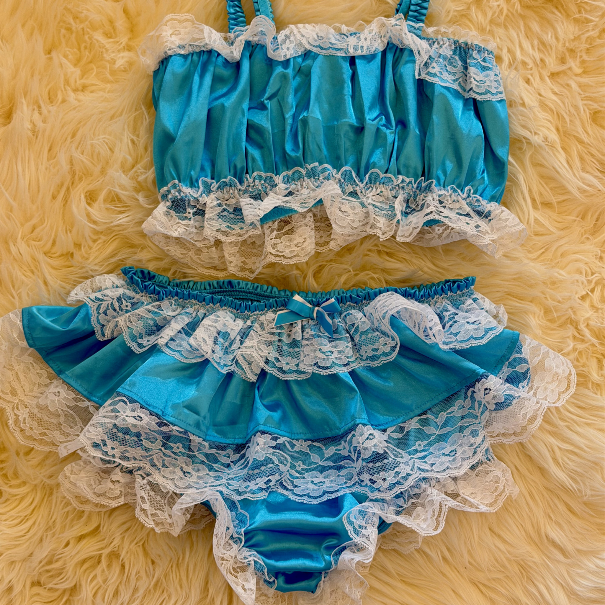 Blue Satin Bra and Panty Set from Seduced by a Snow Princess