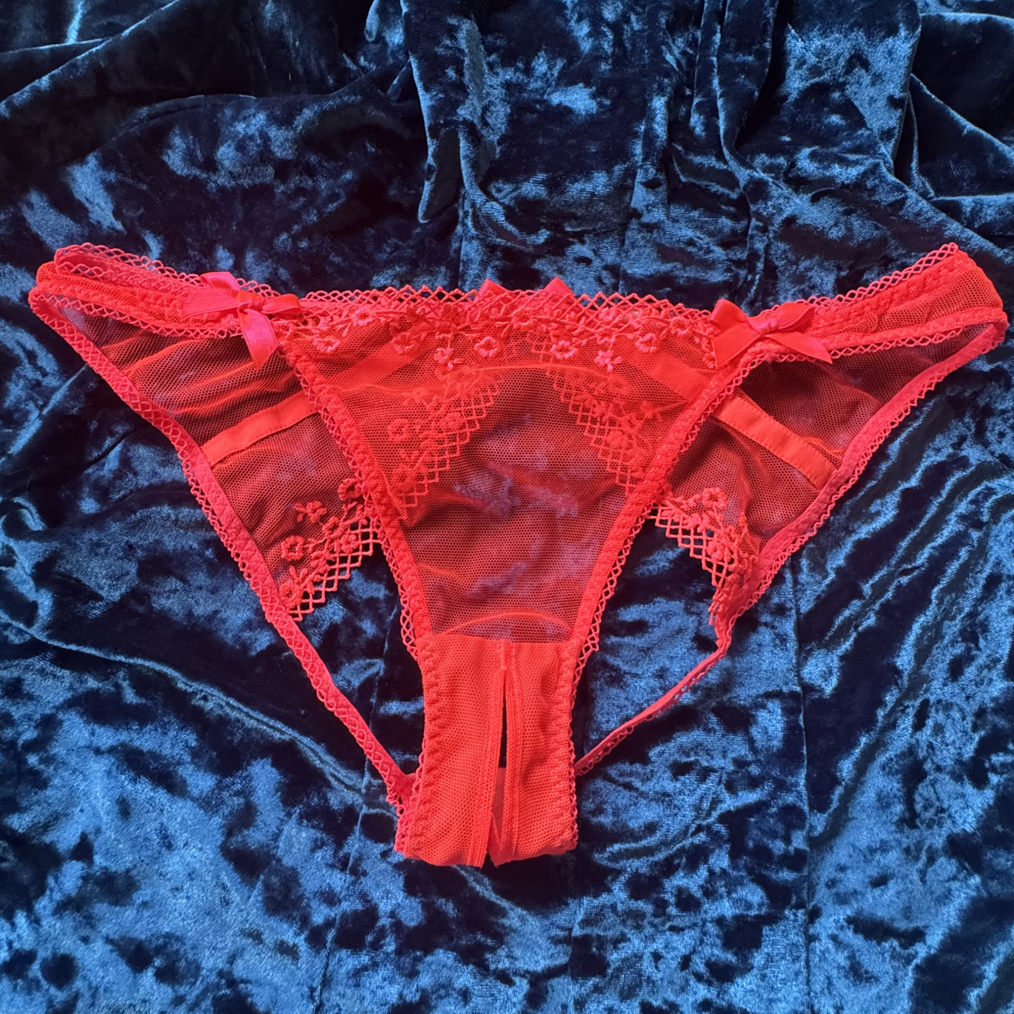 Neon Orange Crotchless Panties