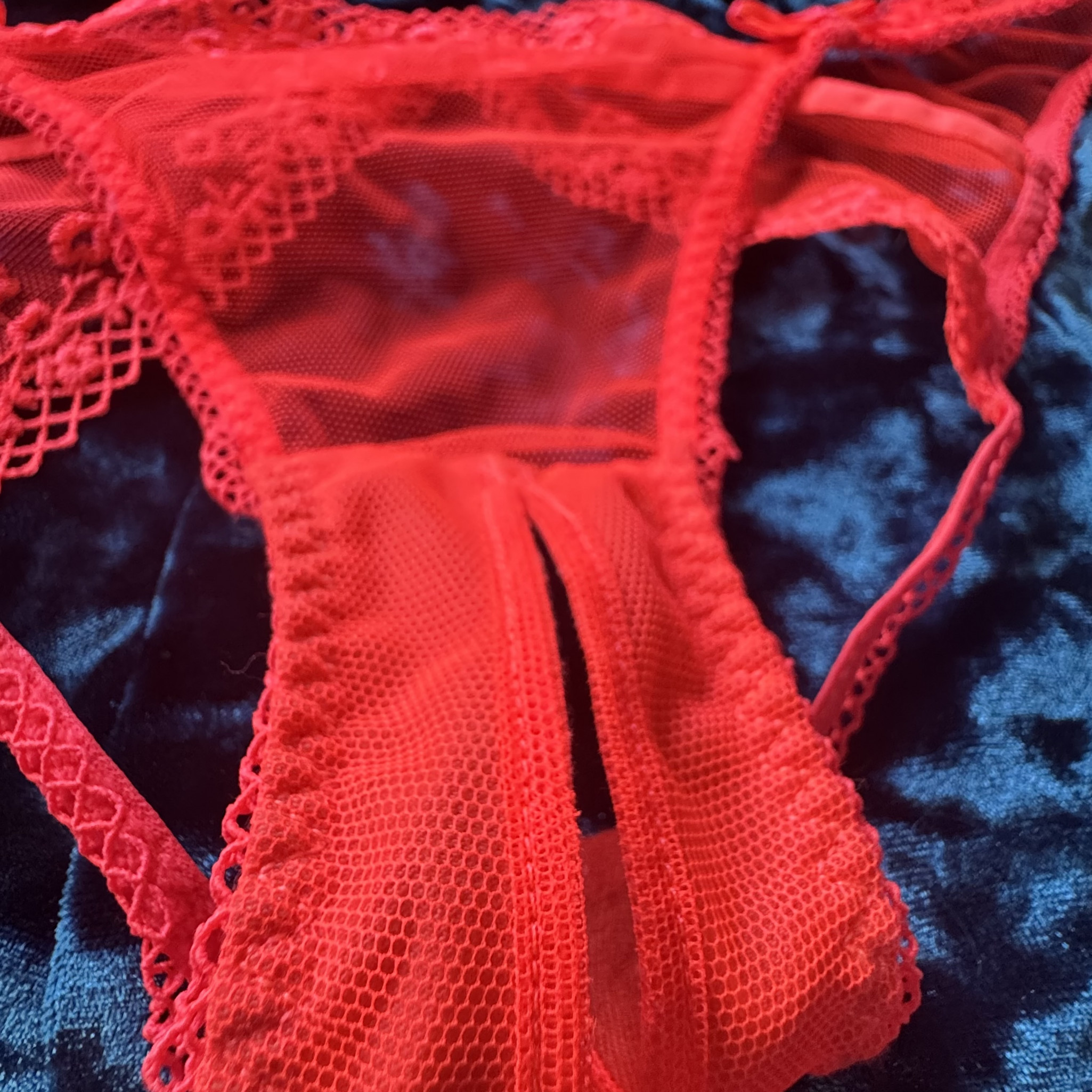 Neon Orange Crotchless Panties
