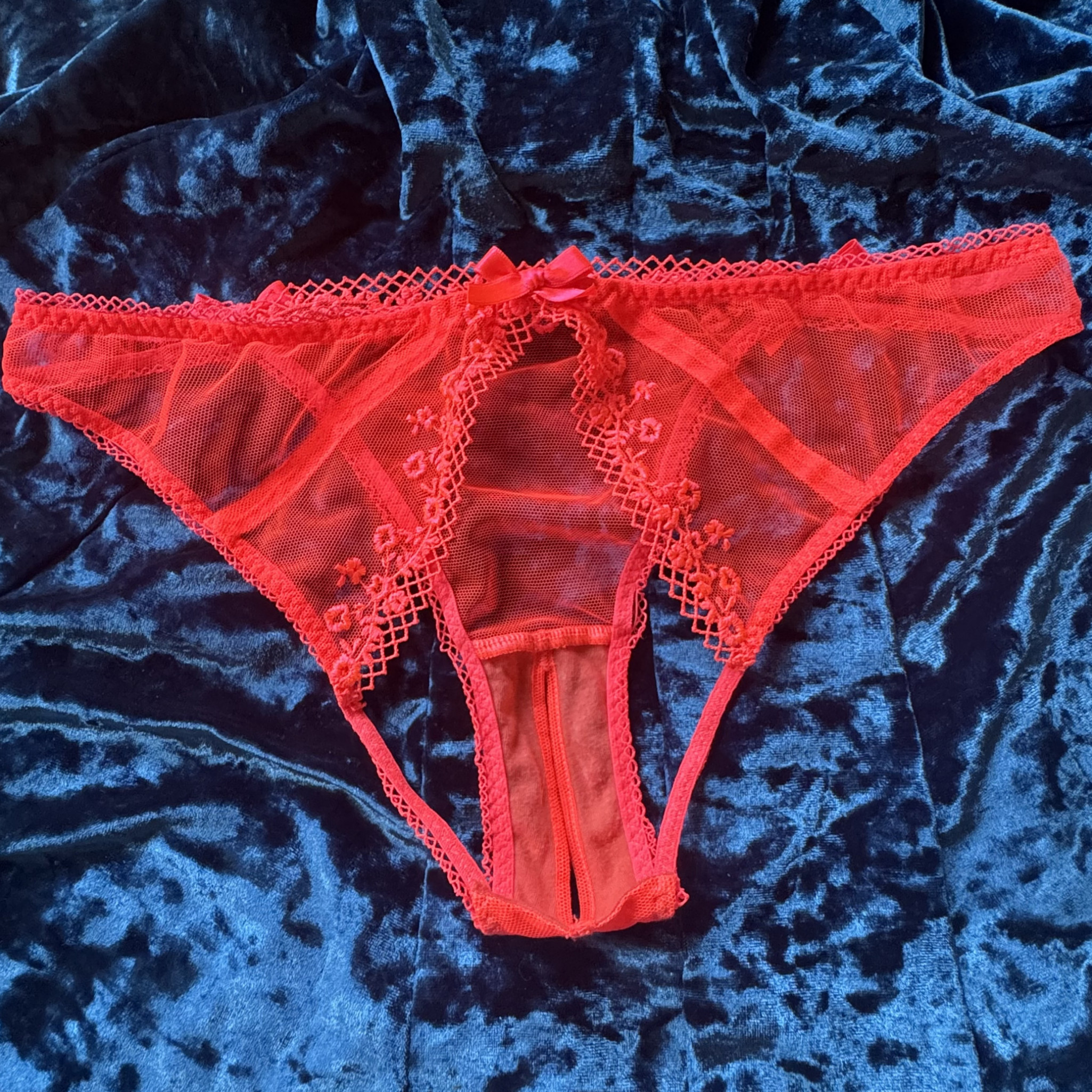 Neon Orange Crotchless Panties