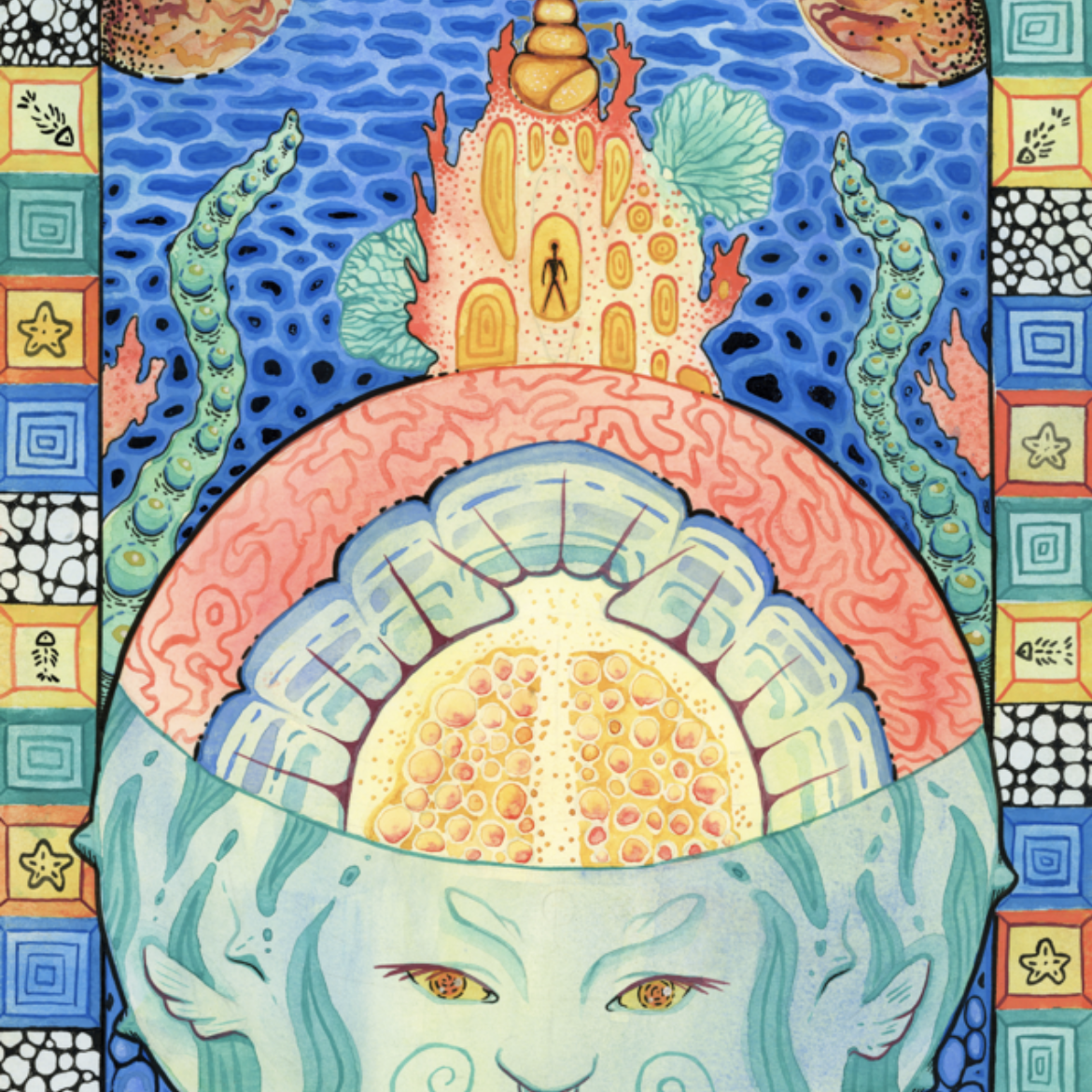 Aquatic original watercolor painting