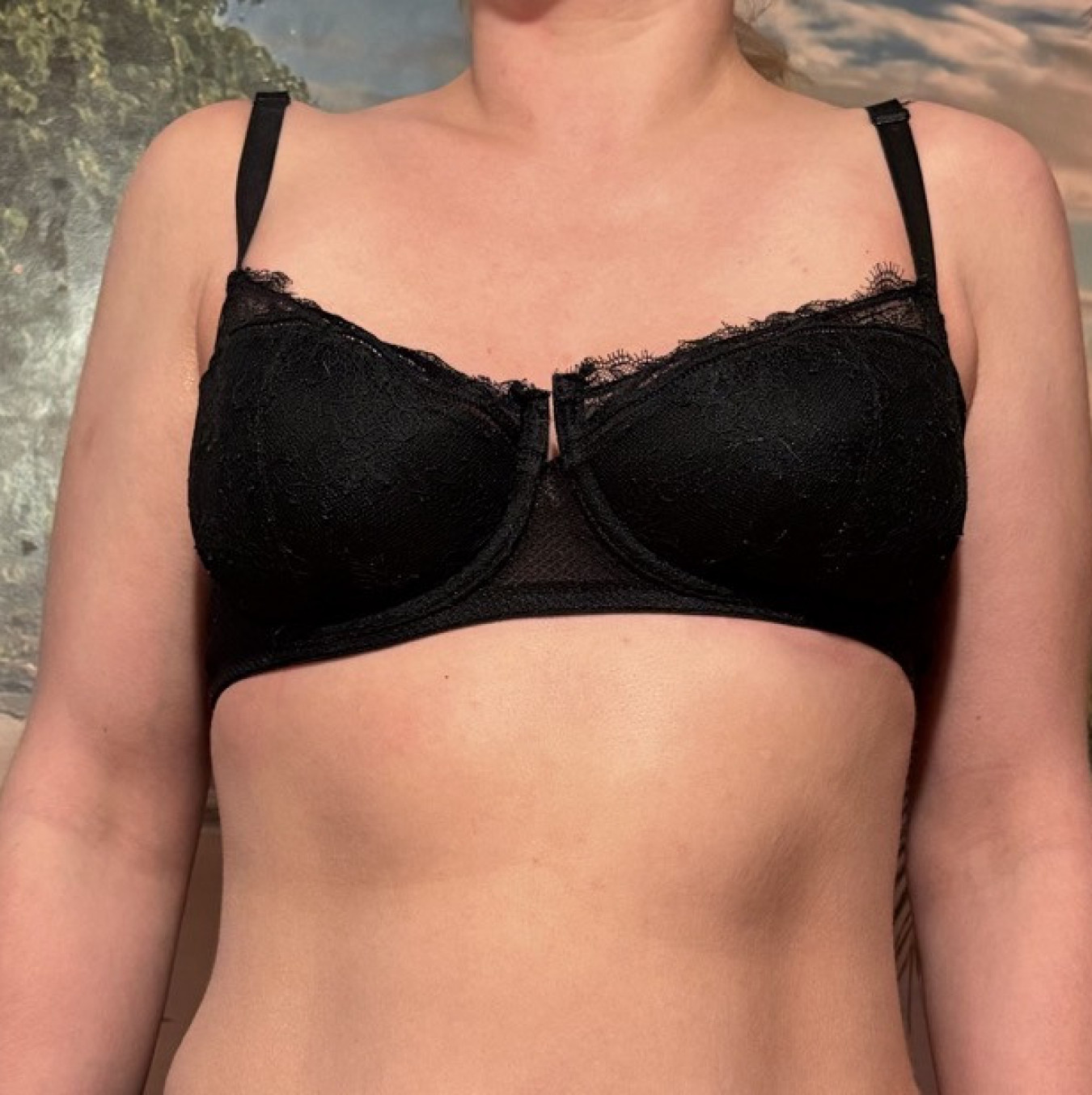 Black cotton and lace bra with hard cup