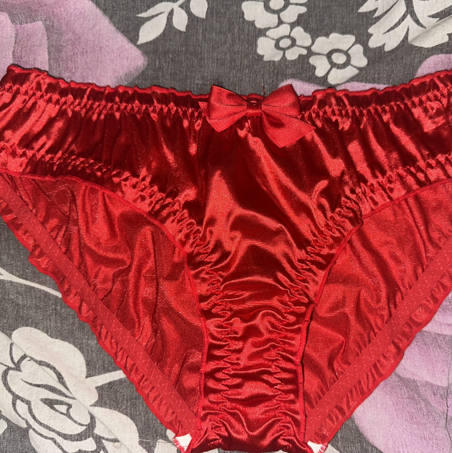 New satin red panty