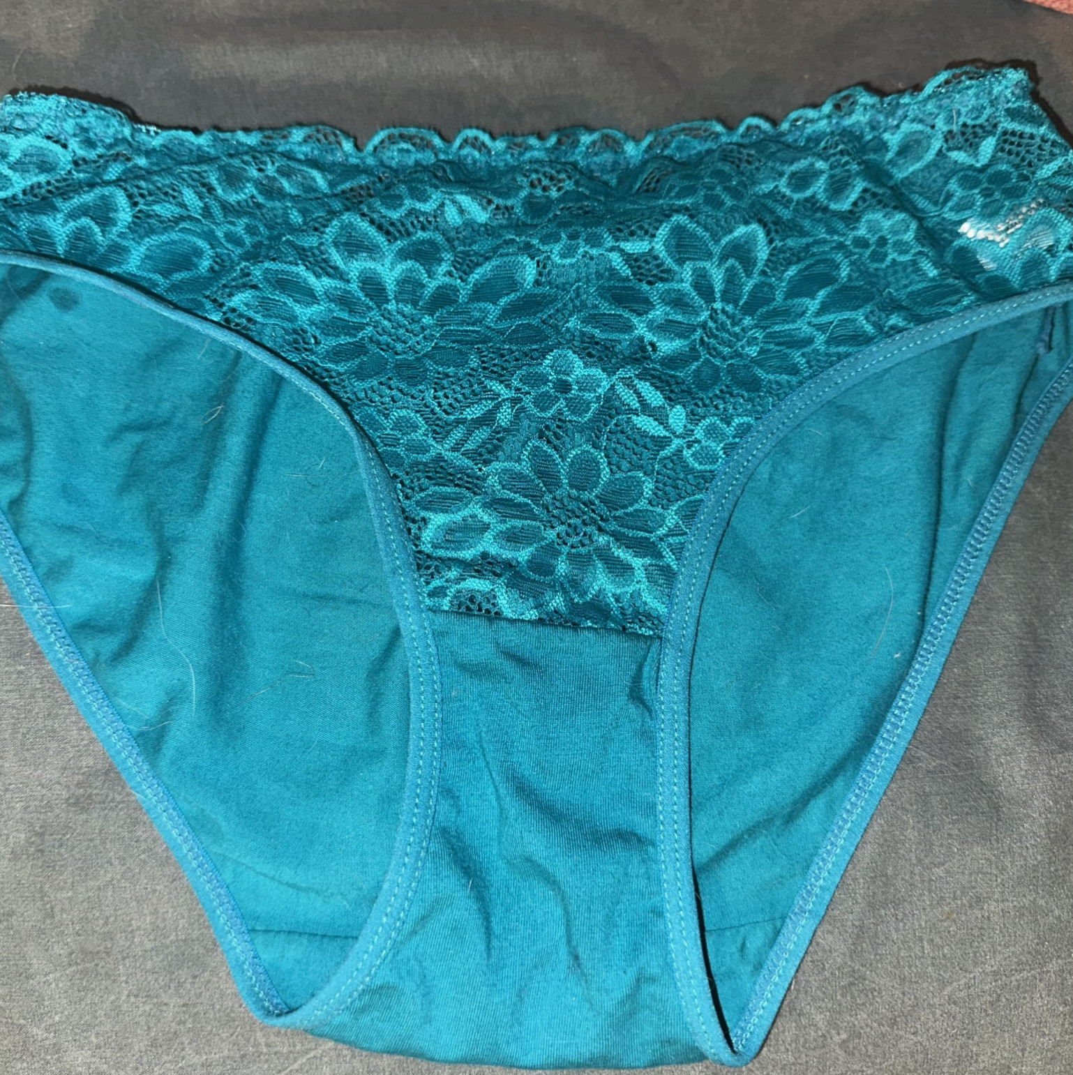 Sea blue cotton and lace bikini