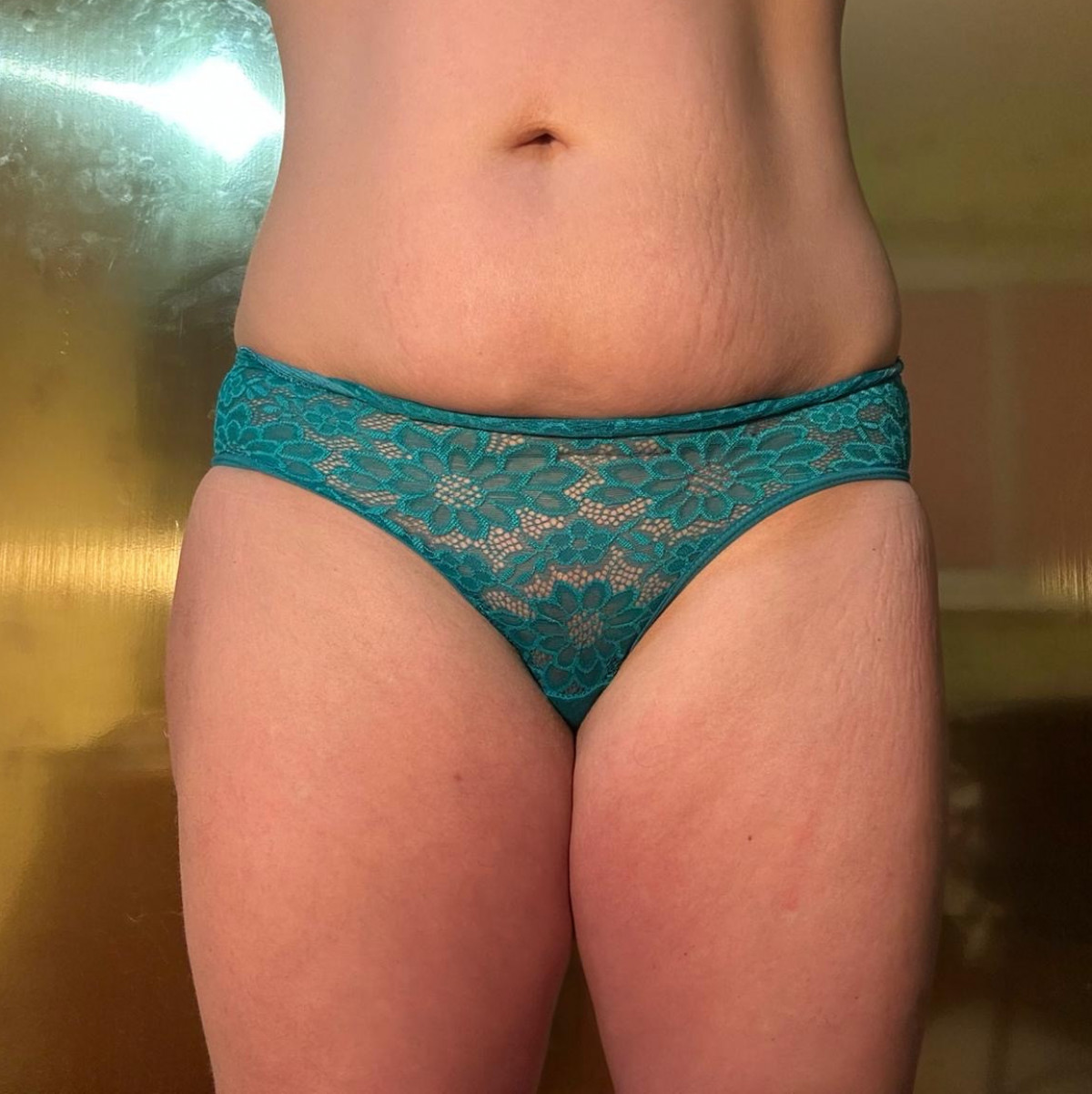 Sea blue cotton and lace bikini