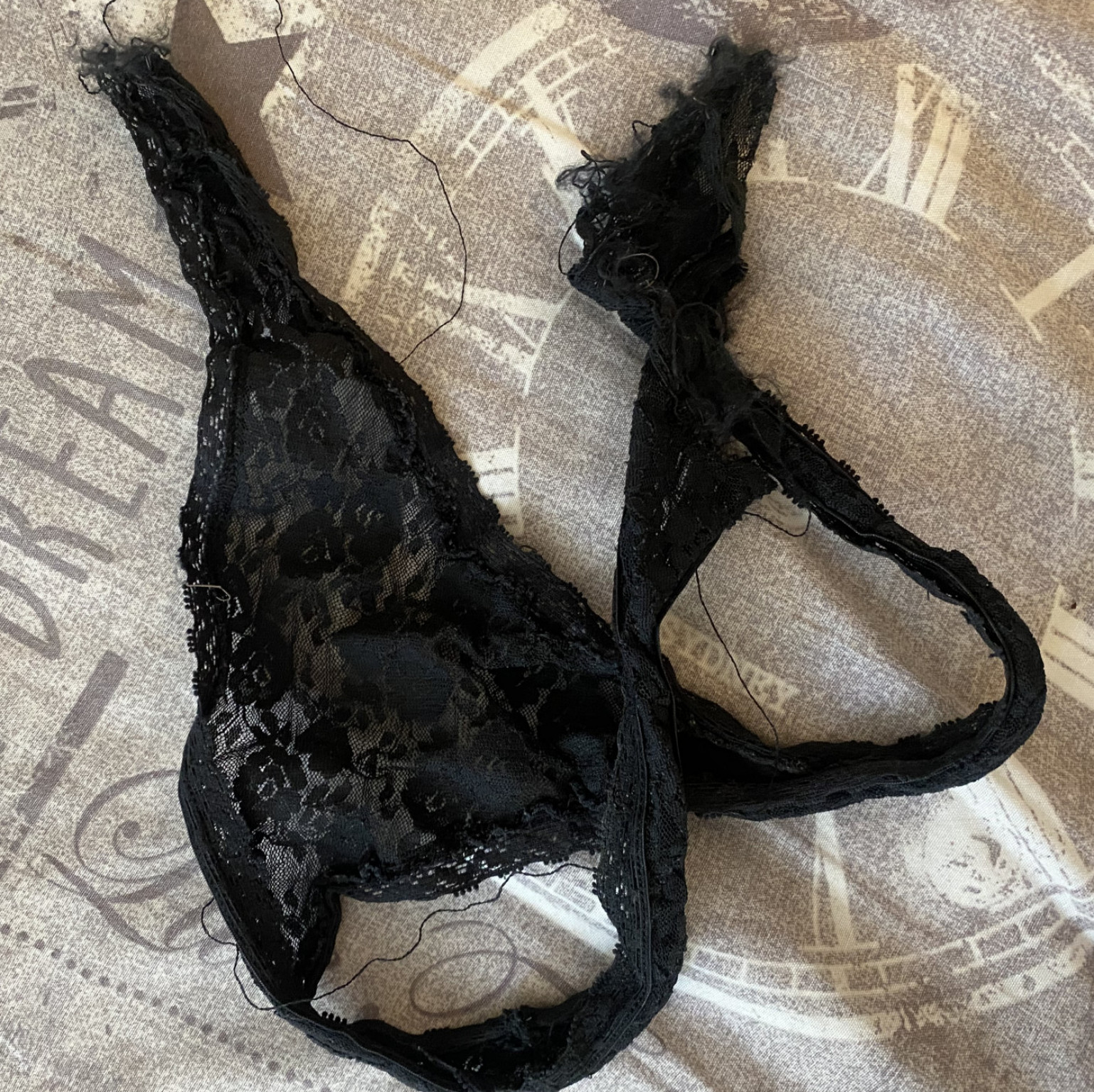Torn thong panties from a live cam show!