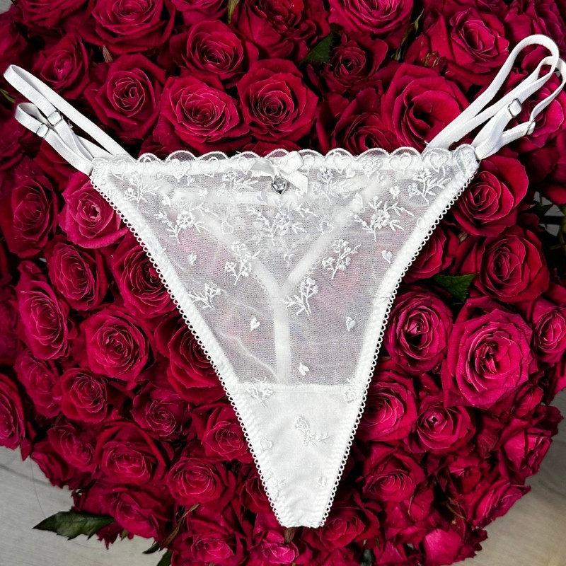 White Floral VS Thong